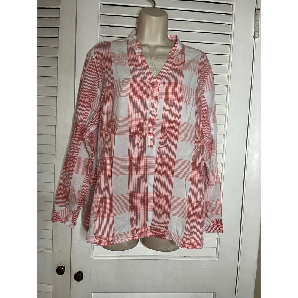 Riders by Lee Womens Plaid Tunic Shirt Long Sleeve Button Up Collar Size L